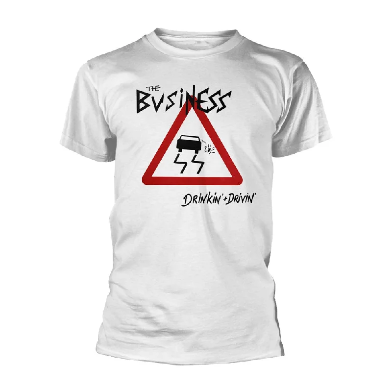 The Business Unisex T-shirt: Drinkin + Drivin (White) Mesh Canvas Denim