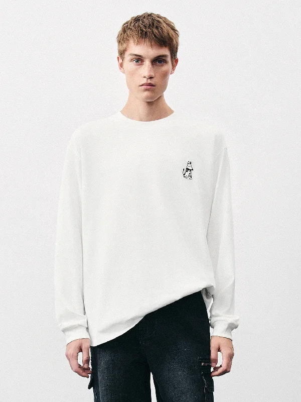 Printed Crew Neck Oversized T-Shirt Front Pockets Side Pockets Patch Pockets