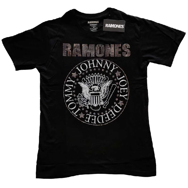 Ramones | Official Band T-Shirt | Presidential Seal (Diamante) Notch Collar Peter Pan Collar Cowl Neck