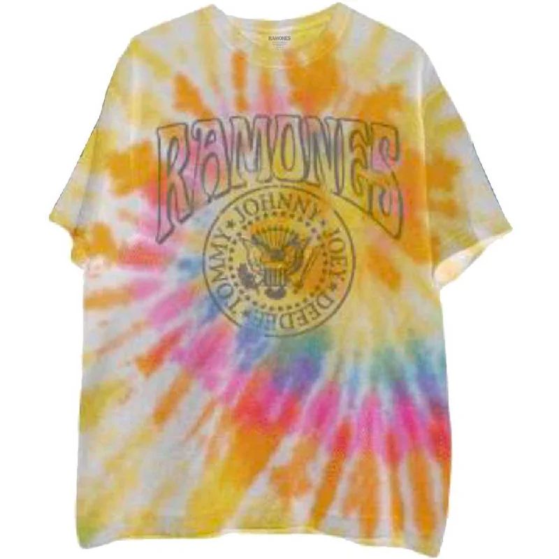 Ramones | Official Band T-Shirt | Crest Psych (Dip-Dye) Solid Print Embellished