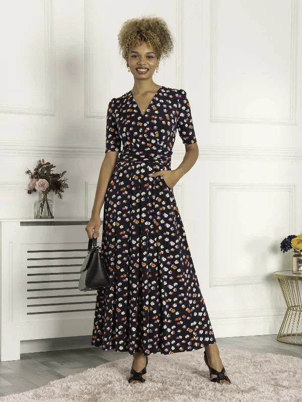 Saniya Print Jersey Maxi Dress, Navy Daisy Classic Strapless Maxi Dress