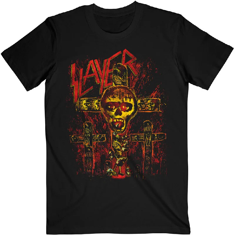 Slayer | Official Band T-Shirt | SOS Crucifiction Cashmere Blend Cotton Blend Poly Blend