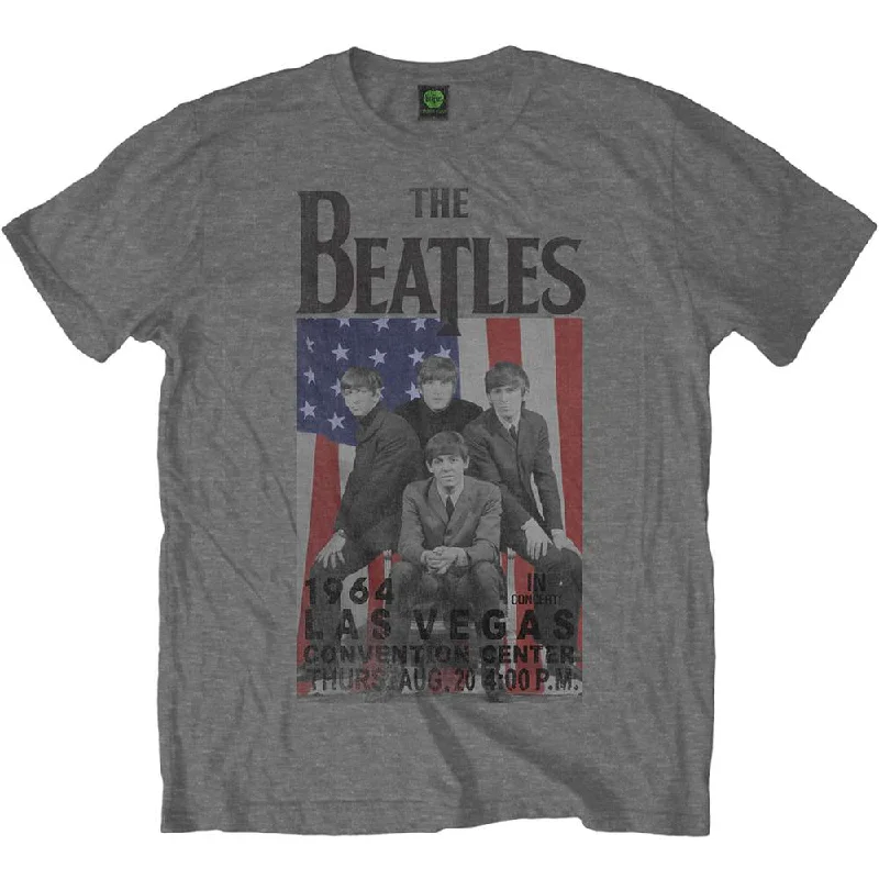 The Beatles | Official Band T-Shirt | Flag/Vegas Striped Floral Plaid