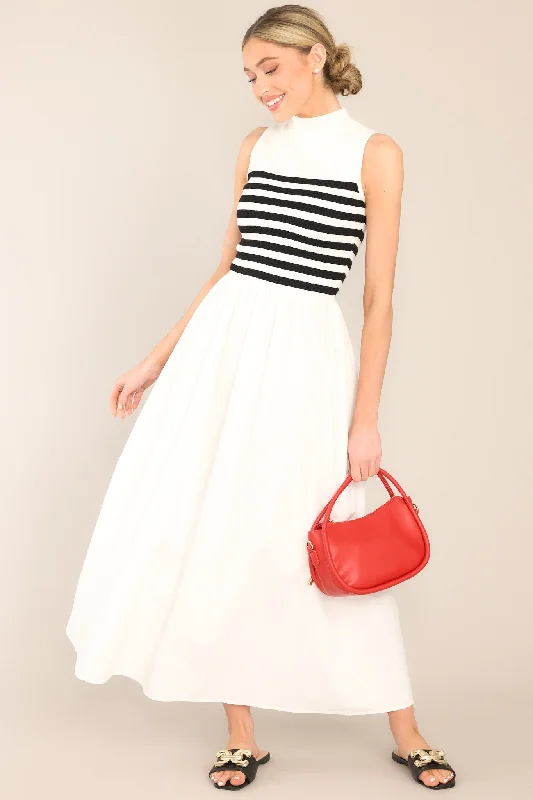 Timeless Treasures White Sleeveless Striped Maxi Dress Comfortable Ruffle Maxi Dress Timeless Treasures White Sleeveless Striped Maxi Dress Comfortable Ruffle Maxi Dress