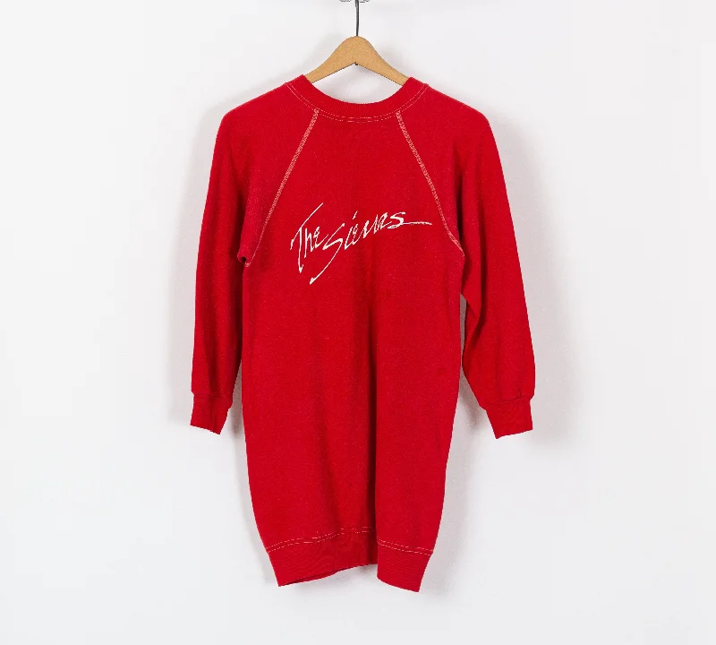 80s The Sierras Red Sweatshirt Dress - Small Hoodie with Front Slit Layering Stylish