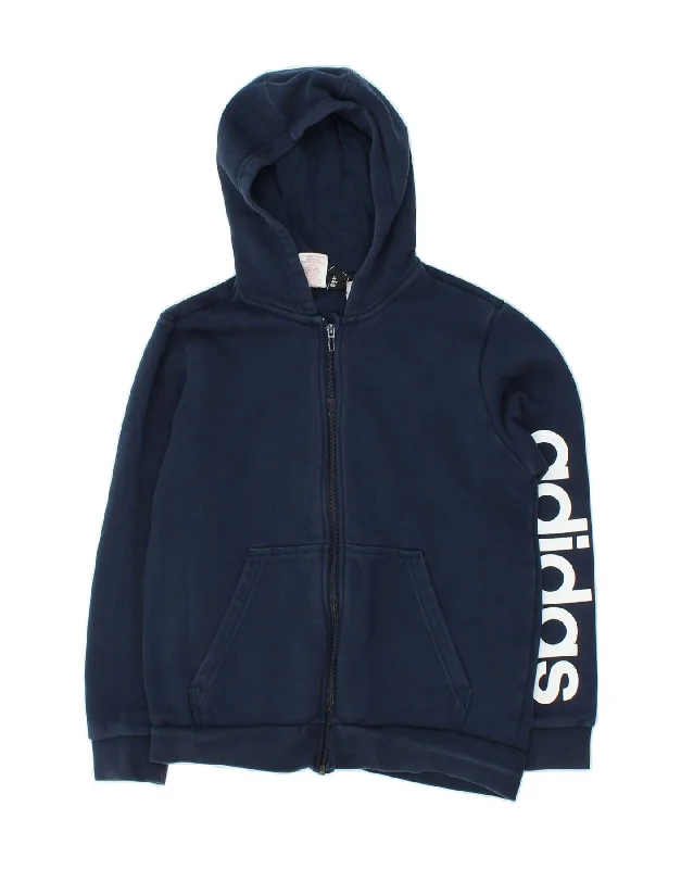 ADIDAS Boys Graphic Zip Hoodie Sweater 13-14 Years Navy Blue Cotton Hoodie with Back Slit Movement Comfort ADIDAS Boys Graphic Zip Hoodie Sweater 13-14 Years Navy Blue Cotton Hoodie with Back Slit Movement Comfort