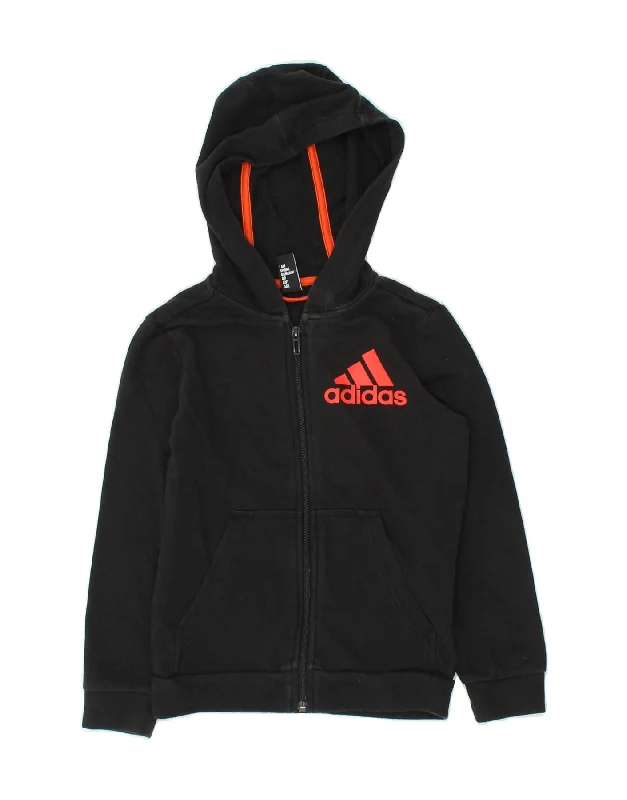 ADIDAS Boys Graphic Zip Hoodie Sweater 7-8 Years Black Cotton Hoodie with Double Zipper Versatile Adjustable ADIDAS Boys Graphic Zip Hoodie Sweater 7-8 Years Black Cotton Hoodie with Double Zipper Versatile Adjustable