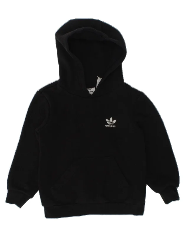 ADIDAS Boys Hoodie Jumper 2-3 Years Black Cotton Hoodie with Hem Contrast Bold Stylish ADIDAS Boys Hoodie Jumper 2-3 Years Black Cotton Hoodie with Hem Contrast Bold Stylish