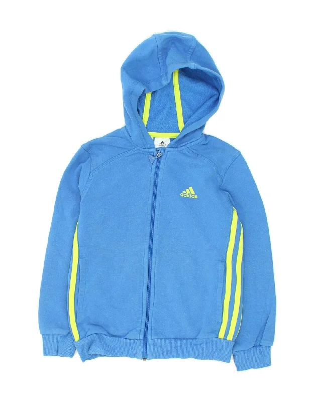 ADIDAS Boys Zip Hoodie Sweater 7-8 Years Blue Cotton Hoodie with Oversized Fit Loose Comfortable ADIDAS Boys Zip Hoodie Sweater 7-8 Years Blue Cotton Hoodie with Oversized Fit Loose Comfortable