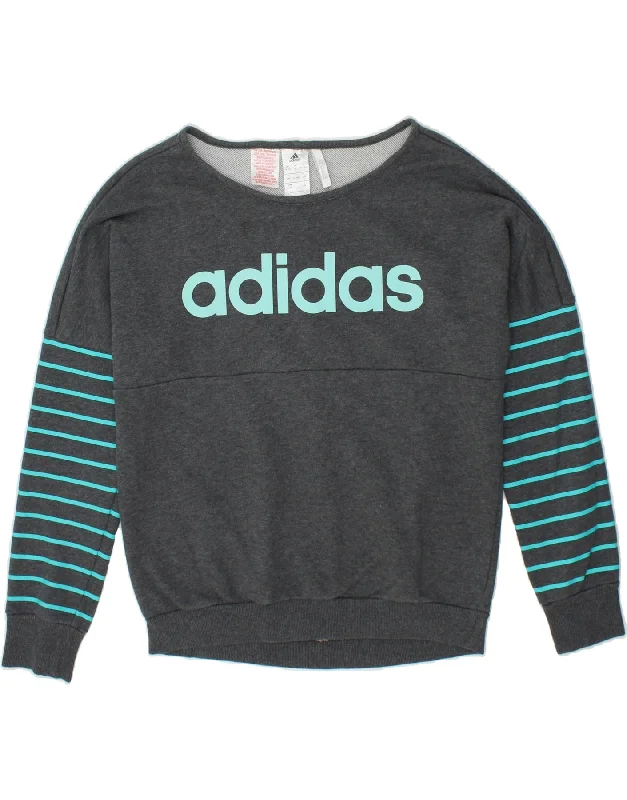 ADIDAS Girls Climalite Graphic Sweatshirt Jumper 14-15 Years Grey Cotton Hoodie with Turtle Neck Cozy Winter ADIDAS Girls Climalite Graphic Sweatshirt Jumper 14-15 Years Grey Cotton Hoodie with Turtle Neck Cozy Winter
