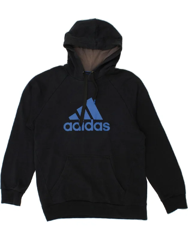 ADIDAS Mens Graphic Hoodie Jumper Medium Navy Blue Cotton Hoodie with Back Slit Movement Comfort ADIDAS Mens Graphic Hoodie Jumper Medium Navy Blue Cotton Hoodie with Back Slit Movement Comfort
