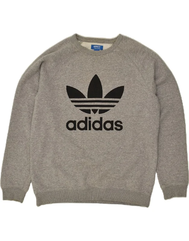 ADIDAS Mens Graphic Sweatshirt Jumper Large Grey Cotton Hoodie with Zipper Placket Modern Functional ADIDAS Mens Graphic Sweatshirt Jumper Large Grey Cotton Hoodie with Zipper Placket Modern Functional