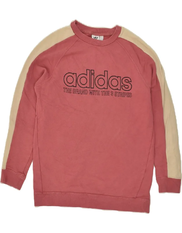 ADIDAS Womens Graphic Sweatshirt Jumper UK 8 Small Pink Colourblock Cotton Hoodie with Contrast Stitching Detailed Premium ADIDAS Womens Graphic Sweatshirt Jumper UK 8 Small Pink Colourblock Cotton Hoodie with Contrast Stitching Detailed Premium