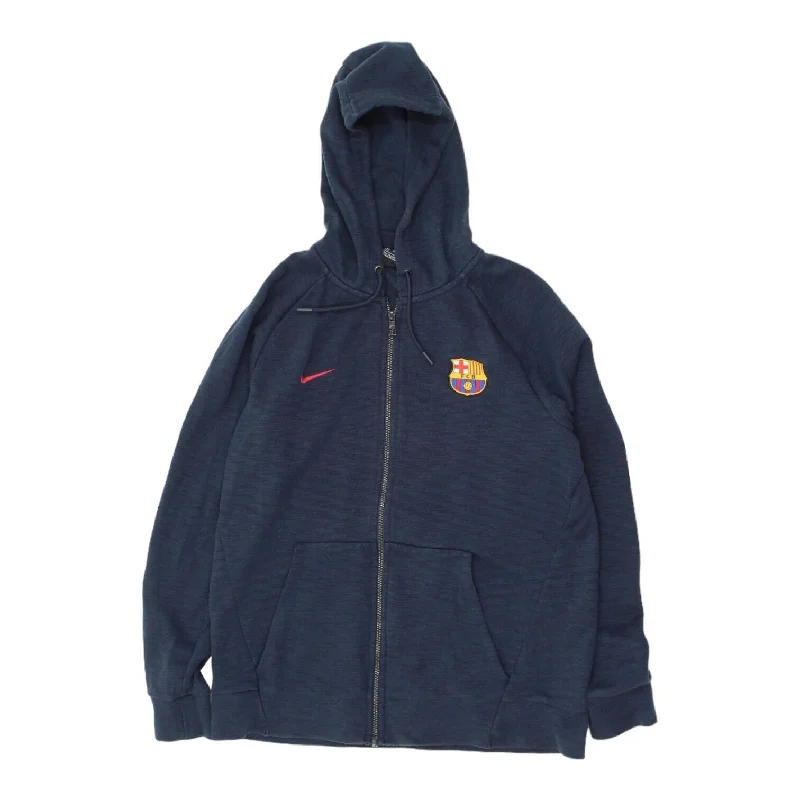 Barcelona FC Mens Navy Nike Full Zip Hoodie | Spanish Football Sportswear Hoody Hoodie with Front Slit Layering Stylish Barcelona FC Mens Navy Nike Full Zip Hoodie | Spanish Football Sportswear Hoody Hoodie with Front Slit Layering Stylish