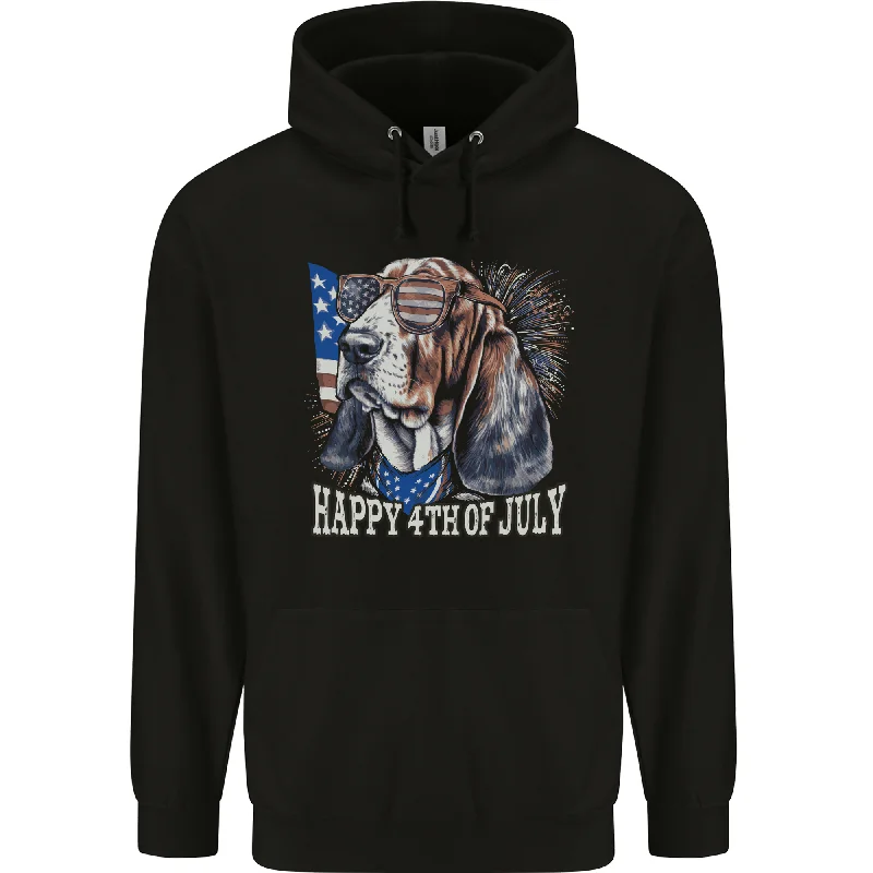 Bassett Hound 4th of July Independence Day Mens 80% Cotton Hoodie Hoodie with Batwing Sleeves Loose Dramatic Bassett Hound 4th of July Independence Day Mens 80% Cotton Hoodie Hoodie with Batwing Sleeves Loose Dramatic