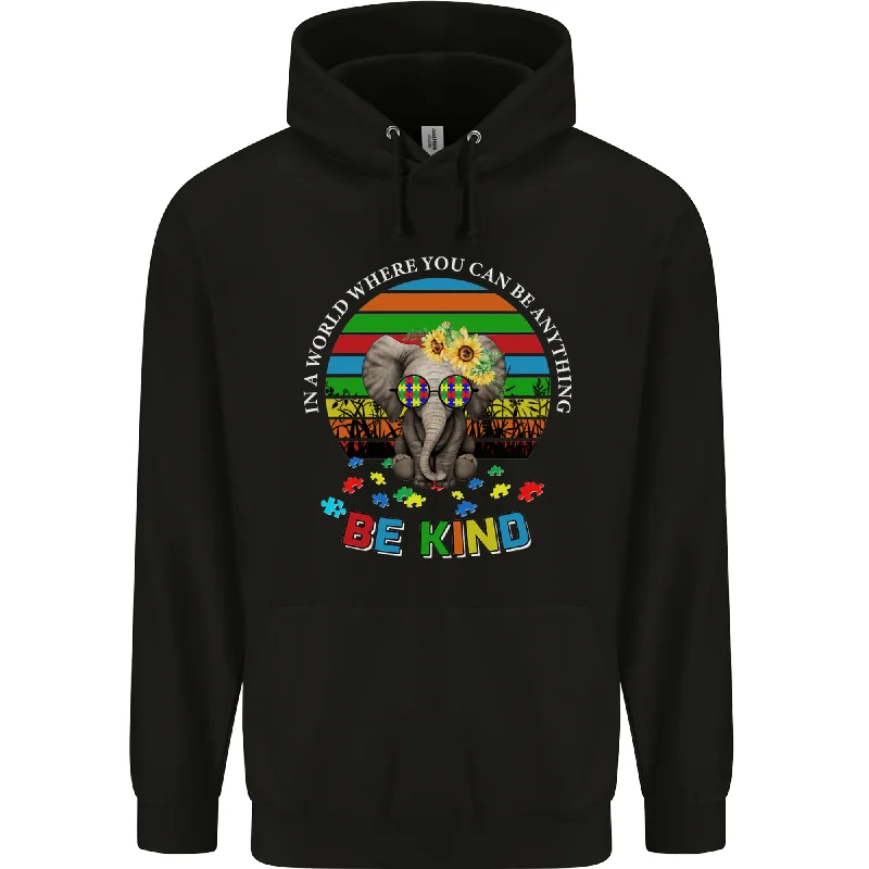 Be Kind Elephant Autism Autistic Mens 80% Cotton Hoodie Hoodie with Hem Detail Decorative Unique Be Kind Elephant Autism Autistic Mens 80% Cotton Hoodie Hoodie with Hem Detail Decorative Unique