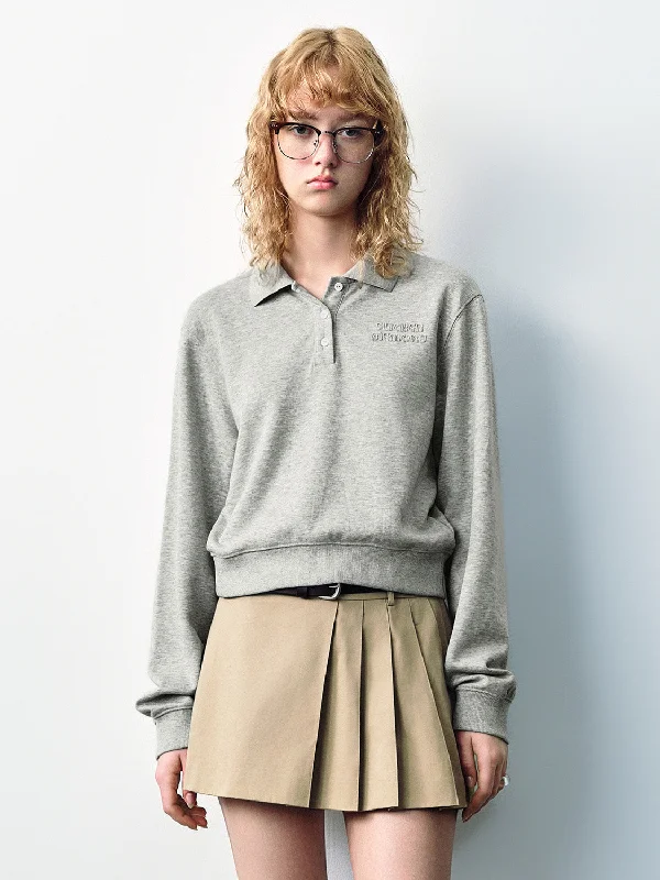 Button Half Placket Loose Sweatshirt Hoodie with Hood Adjustable Protection