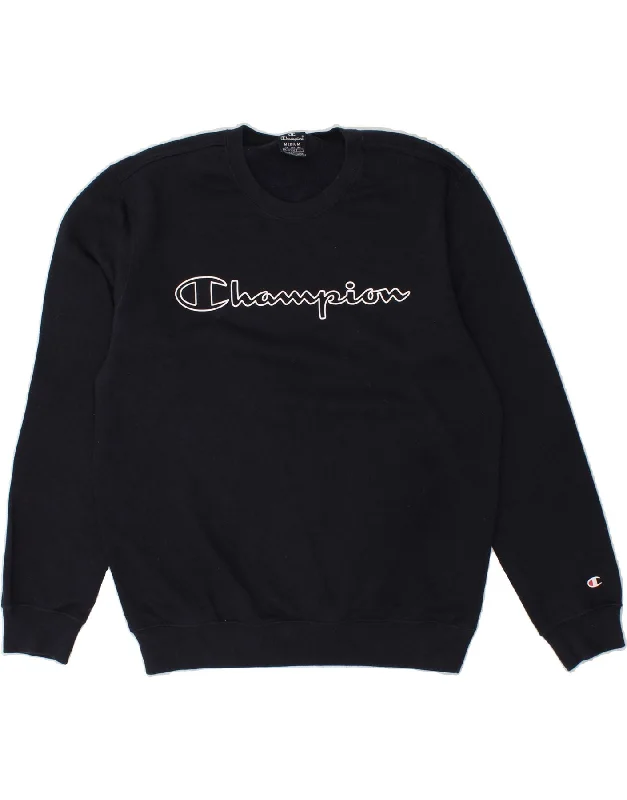 CHAMPION Mens Graphic Sweatshirt Jumper Medium Navy Blue Cotton Hoodie Sweatshirt Pullover CHAMPION Mens Graphic Sweatshirt Jumper Medium Navy Blue Cotton Hoodie Sweatshirt Pullover