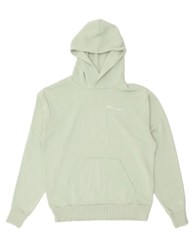 CHAMPION Mens Hoodie Jumper Small Green Cotton Hoodie with High-Low Hem Asymmetrical Trendy CHAMPION Mens Hoodie Jumper Small Green Cotton Hoodie with High-Low Hem Asymmetrical Trendy