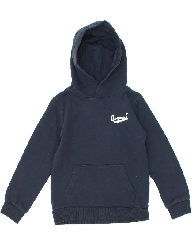 CONVERSE Boys Hoodie Jumper 7-8 Years Navy Blue Cotton Hoodie with Crew Neck Simple Timeless CONVERSE Boys Hoodie Jumper 7-8 Years Navy Blue Cotton Hoodie with Crew Neck Simple Timeless