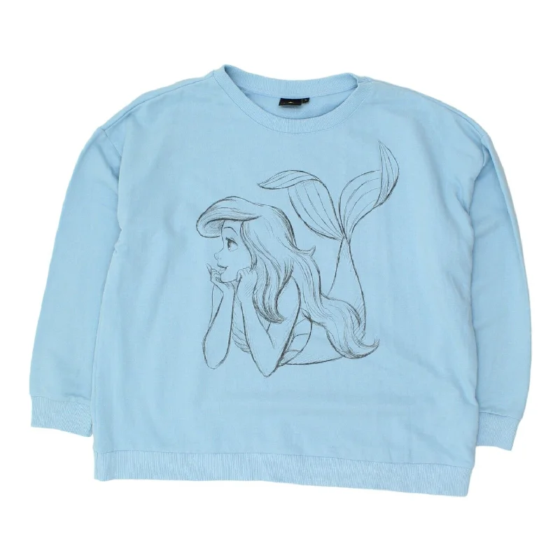 Disney Princess Womens Blue Arial Sweatshirt | Little Mermaid Jumper Sweater VTG Hoodie with Hem Patch Decorative Personalized Disney Princess Womens Blue Arial Sweatshirt | Little Mermaid Jumper Sweater VTG Hoodie with Hem Patch Decorative Personalized
