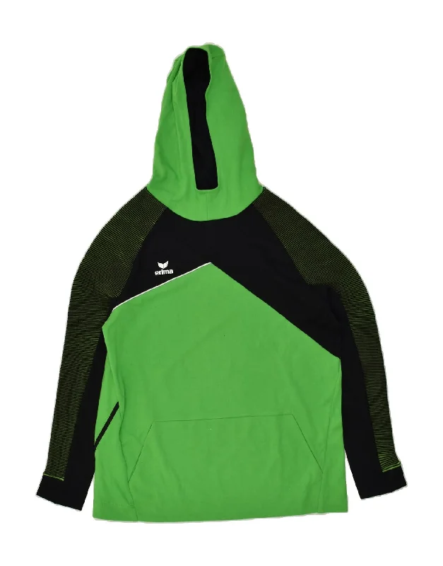 ERIMA Womens Hoodie Jumper UK 18 XL Green Colourblock Cotton Hoodie with Drawcord Adjustable Secure ERIMA Womens Hoodie Jumper UK 18 XL Green Colourblock Cotton Hoodie with Drawcord Adjustable Secure