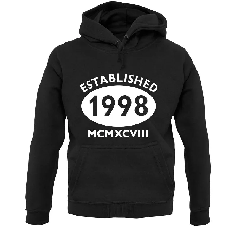 Established 1998 Roman Numerals Unisex Hoodie Hoodie with Drawcord Adjustable Secure Established 1998 Roman Numerals Unisex Hoodie Hoodie with Drawcord Adjustable Secure