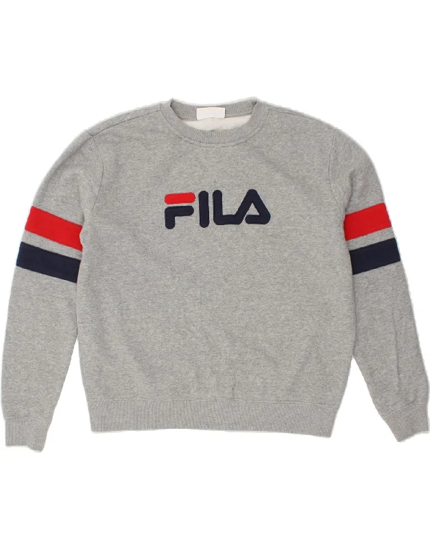 FILA Womens Graphic Sweatshirt Jumper UK 18 XL Grey Cotton Hoodie with Half-Zip Sporty Casual FILA Womens Graphic Sweatshirt Jumper UK 18 XL Grey Cotton Hoodie with Half-Zip Sporty Casual