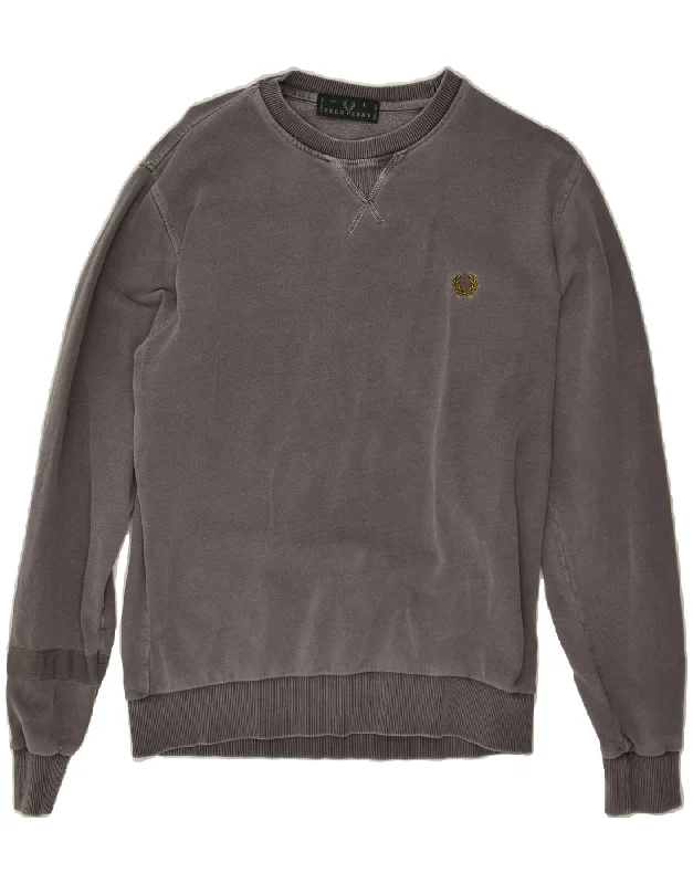 FRED PERRY Womens Sweatshirt Jumper UK 16 Large Grey Cotton Hoodie with Hem Drawcord Adjustable Customizable FRED PERRY Womens Sweatshirt Jumper UK 16 Large Grey Cotton Hoodie with Hem Drawcord Adjustable Customizable