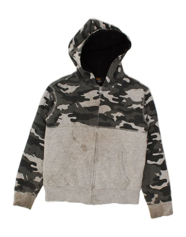 LEE Boys Zip Hoodie Sweater 7-8 Years Small Grey Camouflage Cotton Zip Hoodie Drawstring Kangaroo Pocket LEE Boys Zip Hoodie Sweater 7-8 Years Small Grey Camouflage Cotton Zip Hoodie Drawstring Kangaroo Pocket