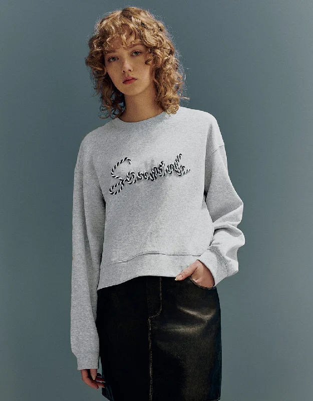 Letter Embroidered Crew Neck Loose Sweatshirt Hooded Sweatshirt Casual Wear Street Style Letter Embroidered Crew Neck Loose Sweatshirt Hooded Sweatshirt Casual Wear Street Style