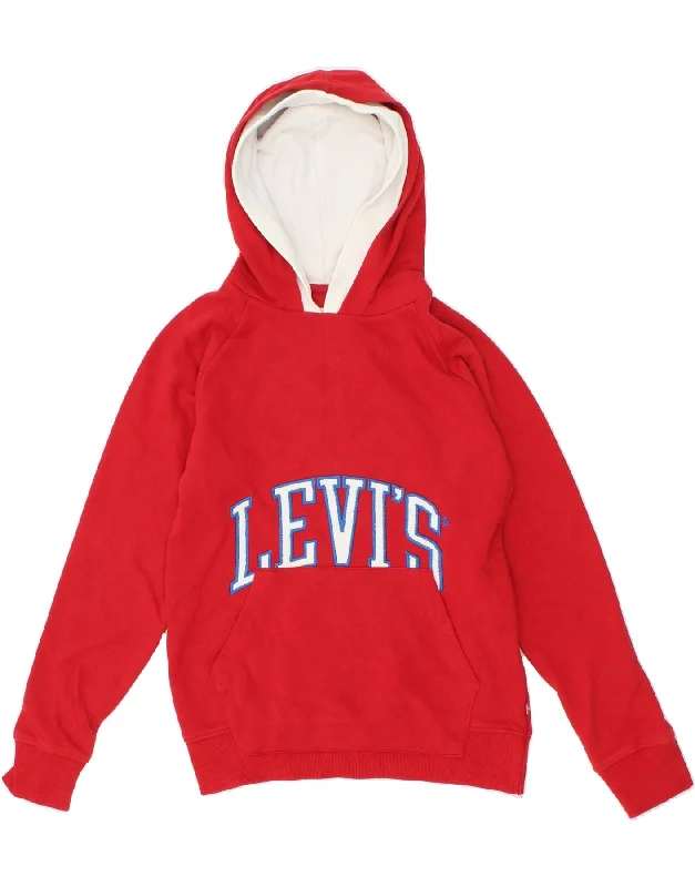 LEVI'S Boys Graphic Hoodie Jumper 15-16 Years Red Cotton Hoodie with Pattern Geometric Abstract LEVI'S Boys Graphic Hoodie Jumper 15-16 Years Red Cotton Hoodie with Pattern Geometric Abstract