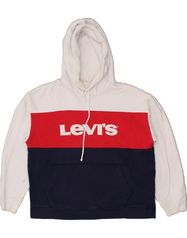 LEVI'S Womens Oversized Graphic Hoodie Jumper UK 16 Large Multicoloured Hoodie with Set-In Sleeves Structured Classic LEVI'S Womens Oversized Graphic Hoodie Jumper UK 16 Large Multicoloured Hoodie with Set-In Sleeves Structured Classic