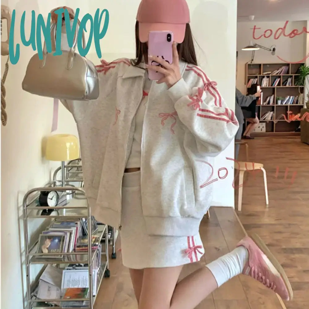 Lunivop 2 Piece Skirt Sets Female Y2k Clothing Zipper Bow Sweet Korean Fashion Hoodie Suits Women Studentseven Party Outwear 2024 Hoodie with Belted Waist Structured Tailored Lunivop 2 Piece Skirt Sets Female Y2k Clothing Zipper Bow Sweet Korean Fashion Hoodie Suits Women Studentseven Party Outwear 2024 Hoodie with Belted Waist Structured Tailored