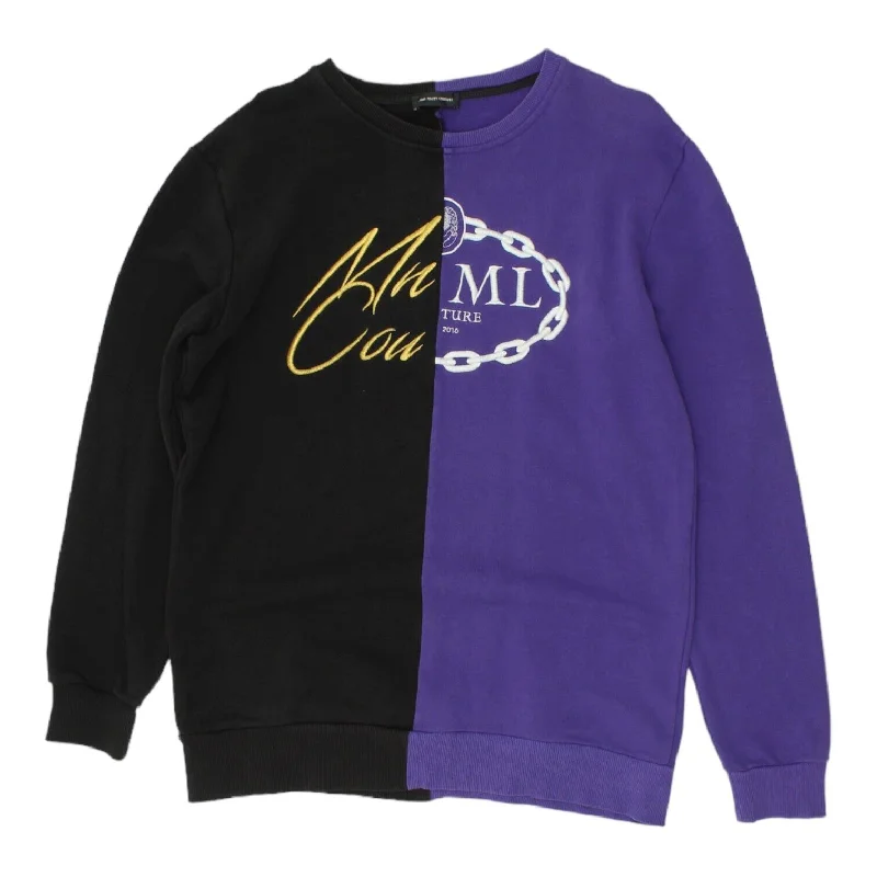 Mnml Haute Couture Mens Purple Black Sweatshirt | Designer Street Wear VTG Hoodie with Ribbed Hem Stretchable Secure Mnml Haute Couture Mens Purple Black Sweatshirt | Designer Street Wear VTG Hoodie with Ribbed Hem Stretchable Secure