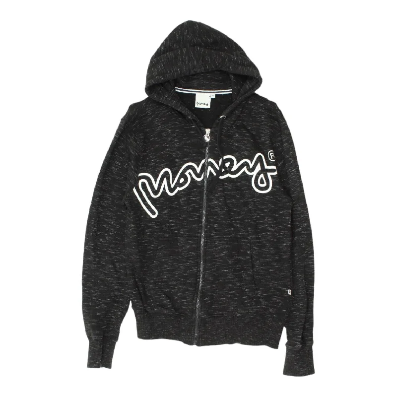 Money Mens Heather Black Full Zip Hoodie | Vintage Designer Street Wear VTG Hoodie with Lining Warm Insulated Money Mens Heather Black Full Zip Hoodie | Vintage Designer Street Wear VTG Hoodie with Lining Warm Insulated