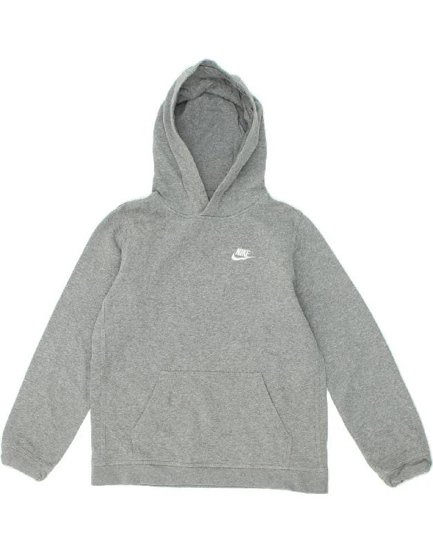 NIKE Boys Hoodie Jumper 13-14 Years XL Grey Cotton Hoodie with Strings Custom Fit Adjustable NIKE Boys Hoodie Jumper 13-14 Years XL Grey Cotton Hoodie with Strings Custom Fit Adjustable