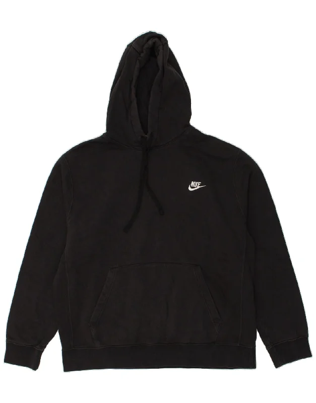 NIKE Mens Hoodie Jumper Large Navy Blue Cotton Hoodie with Longline Fit Extended Stylish NIKE Mens Hoodie Jumper Large Navy Blue Cotton Hoodie with Longline Fit Extended Stylish