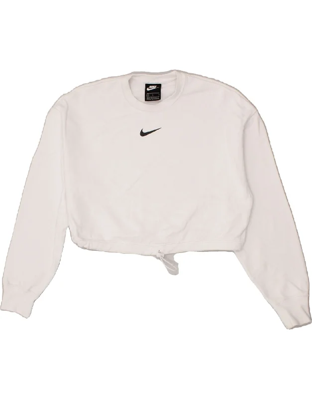 NIKE Womens Oversized Crop Graphic Sweatshirt Jumper UK 14 Medium White Hoodie with Tie-Dye Psychedelic Retro NIKE Womens Oversized Crop Graphic Sweatshirt Jumper UK 14 Medium White Hoodie with Tie-Dye Psychedelic Retro