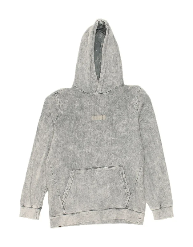 PUMA Mens Graphic Hoodie Jumper Medium Grey Cotton Hoodie with Cuffed Sleeves Snug Secure PUMA Mens Graphic Hoodie Jumper Medium Grey Cotton Hoodie with Cuffed Sleeves Snug Secure