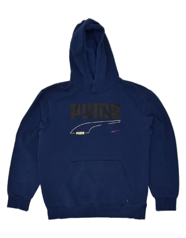 PUMA Mens Graphic Hoodie Jumper Medium Navy Blue Hoodie with Toggle Buttons Decorative Unique PUMA Mens Graphic Hoodie Jumper Medium Navy Blue Hoodie with Toggle Buttons Decorative Unique