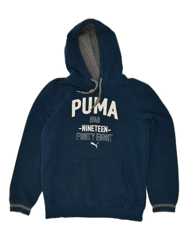 PUMA Mens Graphic Hoodie Jumper Small Navy Blue Hoodie with Hidden Zipper Minimalist Clean PUMA Mens Graphic Hoodie Jumper Small Navy Blue Hoodie with Hidden Zipper Minimalist Clean