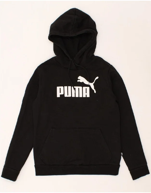 PUMA Womens Graphic Hoodie Jumper UK 10 Small Black Cotton Hoodie with Neon Bright Vibrant PUMA Womens Graphic Hoodie Jumper UK 10 Small Black Cotton Hoodie with Neon Bright Vibrant