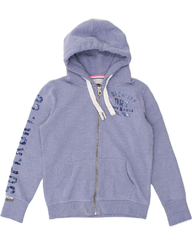 SUPERDRY Womens Graphic Hoodie Jumper UK 14 Medium Purple Cotton Graphic Hoodie Design Print SUPERDRY Womens Graphic Hoodie Jumper UK 14 Medium Purple Cotton Graphic Hoodie Design Print
