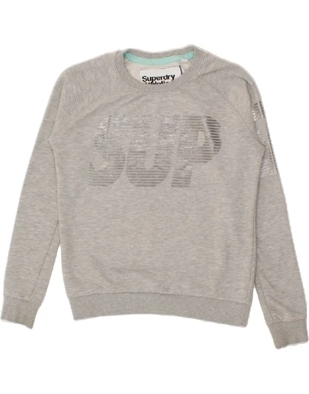 SUPERDRY Womens Oversized Graphic Sweatshirt Jumper UK 6 XS Grey Cotton Hoodie with Logo Branding Identity SUPERDRY Womens Oversized Graphic Sweatshirt Jumper UK 6 XS Grey Cotton Hoodie with Logo Branding Identity