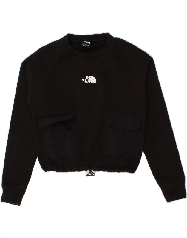 THE NORTH FACE Womens Crop Graphic Sweatshirt Jumper UK 10 Small Black Hoodie with High-Low Hem Asymmetrical Trendy THE NORTH FACE Womens Crop Graphic Sweatshirt Jumper UK 10 Small Black Hoodie with High-Low Hem Asymmetrical Trendy