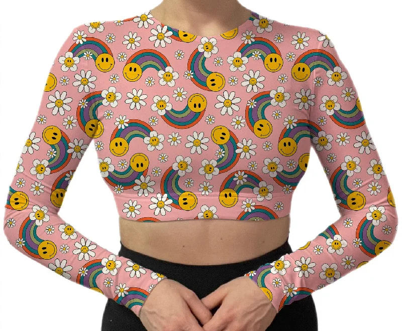 Flower Child Long Sleeve Bra Top Push-Up Padded Bra