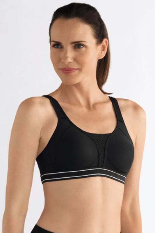 Amoena Performance Wire Free Mastectomy Sports Bra - Black Elegant Lace Lingerie