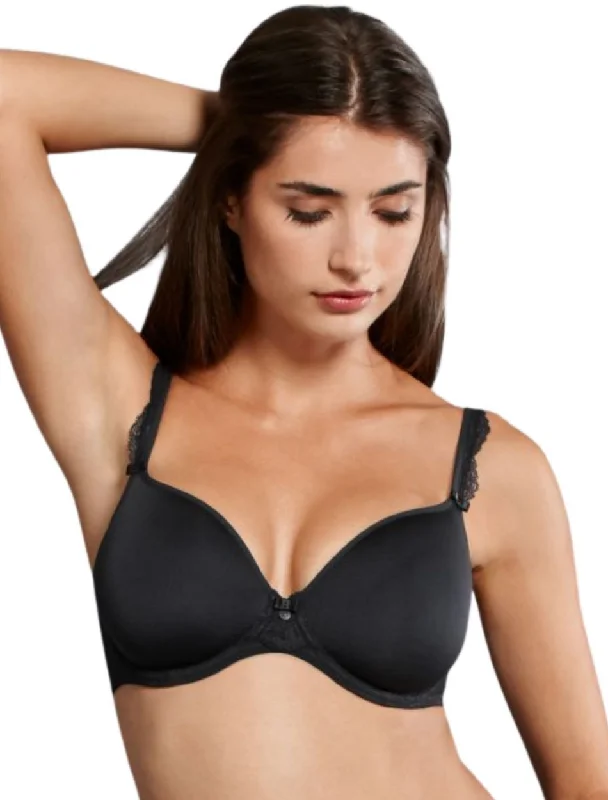 Anita Rosa Faia Selma Underwire Bra Spacer Cup, Black |Rosa Faia Molded Spacer Bra Black Floral Lace Bra