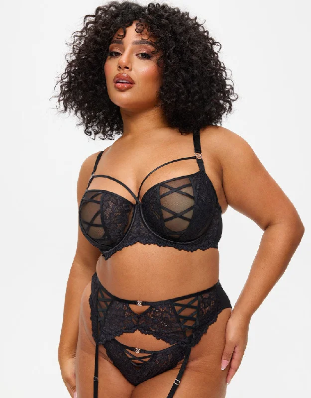 Ann Summers Sweet Surrender Balcony Bra Black Versatile Bralette Set